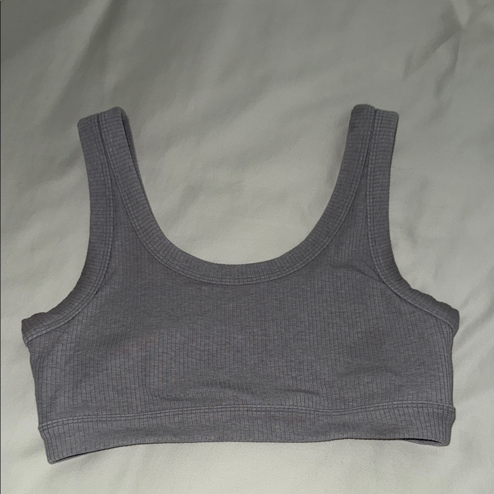 ALO Yoga Charcoal Ribbed Sports Bra
